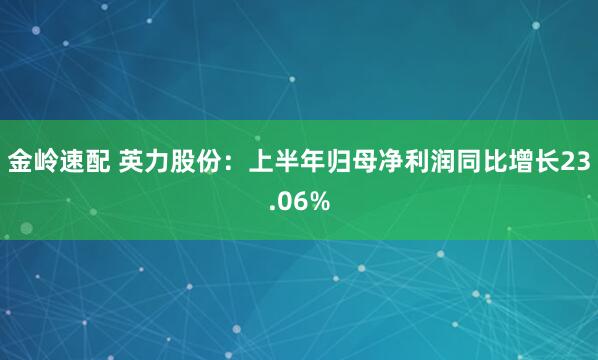 金岭速配 英力股份：上半年归母净利润同比增长23.06%